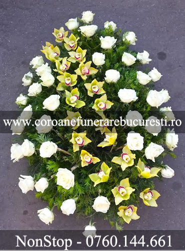 coroana trandafiri albi orhidee vernil